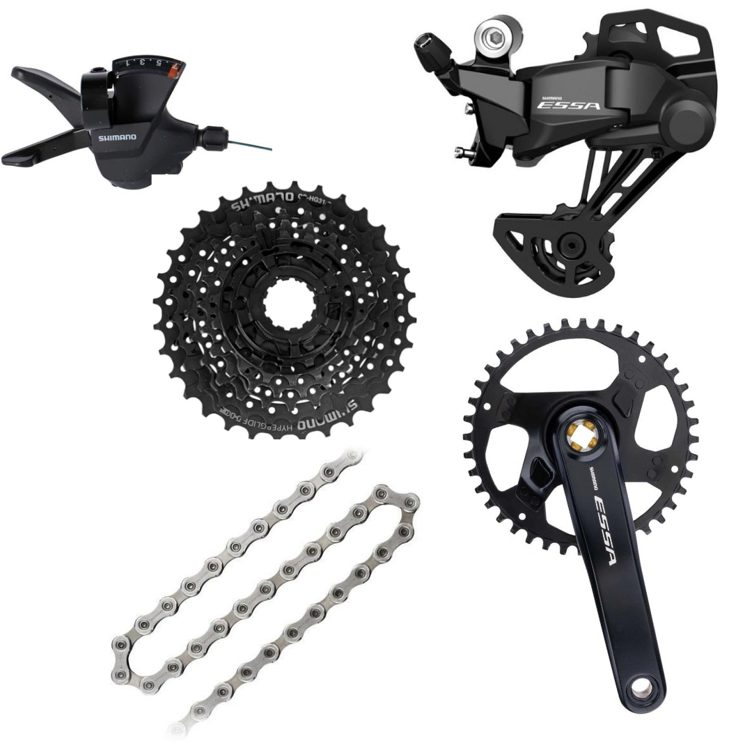 Transmisión 1x7 shimano Essa grupo armado  de cambios 40t x 11/32