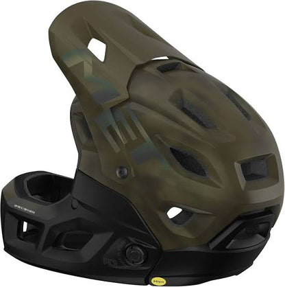 Casco MET Parachute full face desmontable 2 en 1 verde militar