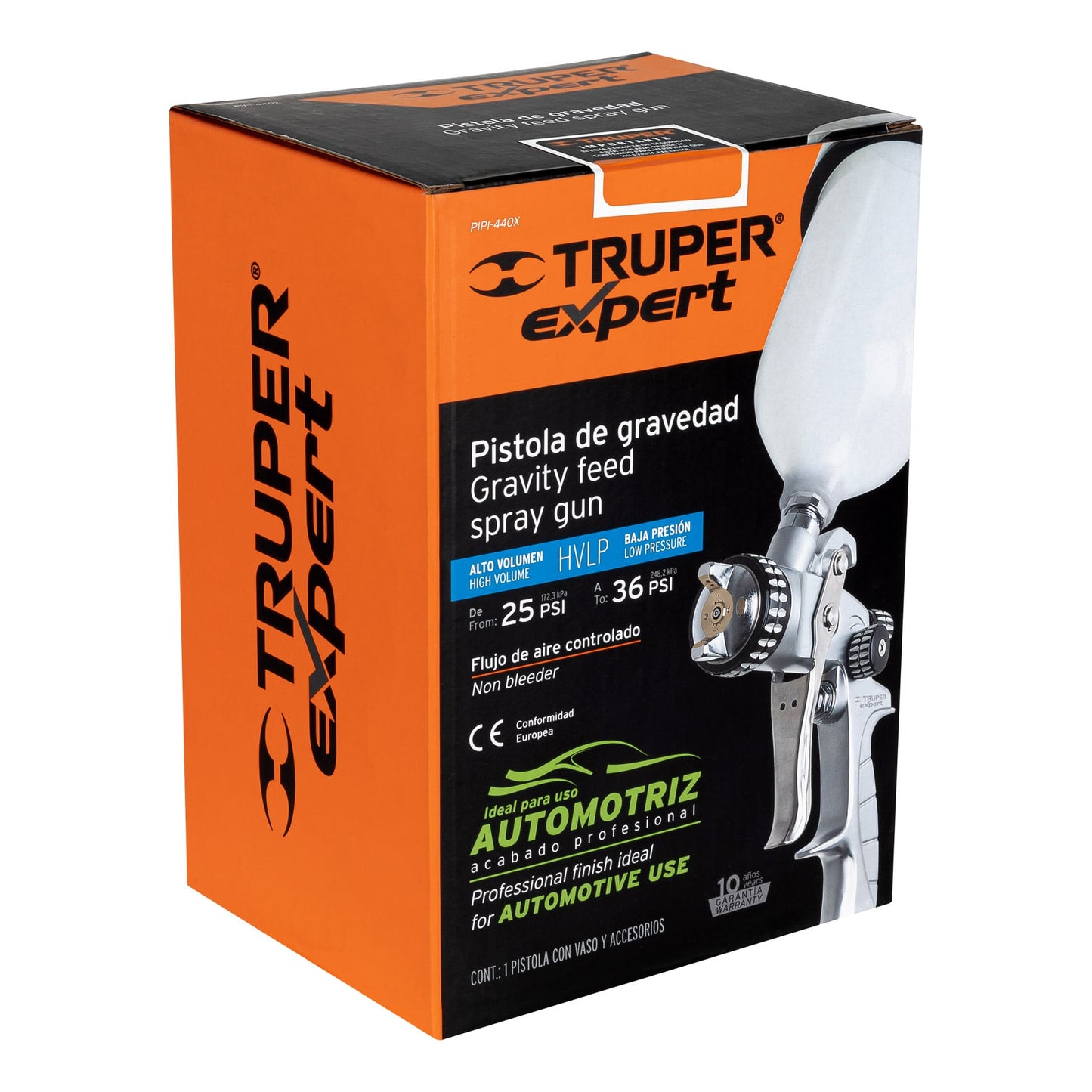 TRUPER Pistola p/pintar gravedad HVLP vaso plástico 1.4 mm, EXPERT
