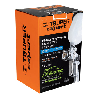 TRUPER Pistola p/pintar gravedad HVLP vaso plástico 1.4 mm, EXPERT