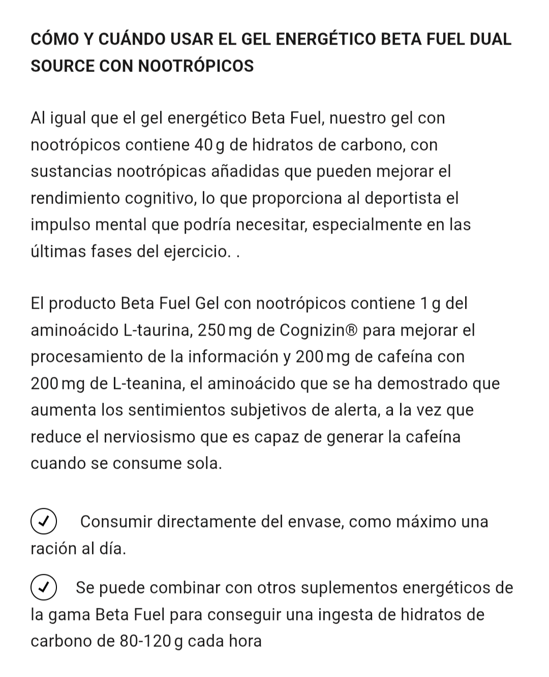Gel SIS Beta Fuel nootropics sabor lima limón 60ml