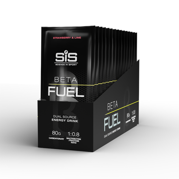 Polvo diluible en agua SIS Beta Fuel 80 sabor lima y fresa  caja de 15pz de 82gr