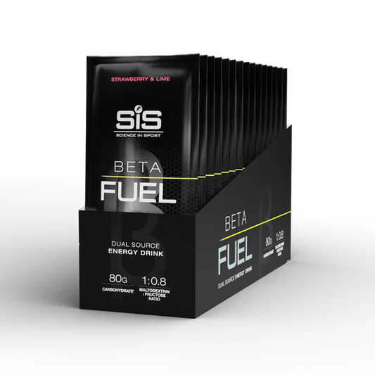 Polvo diluible en agua SIS Beta Fuel 80 sabor lima y fresa  caja de 15pz de 82gr