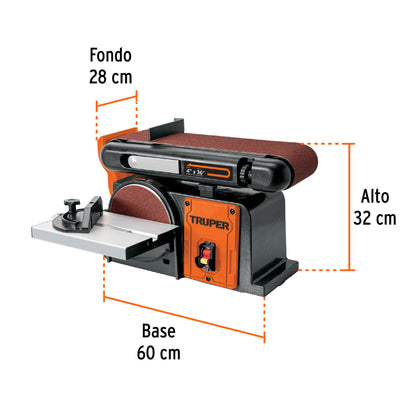 TRUPER Lijadora de banda y disco 4 x 6pulgadas 1/2 HP 375 W
