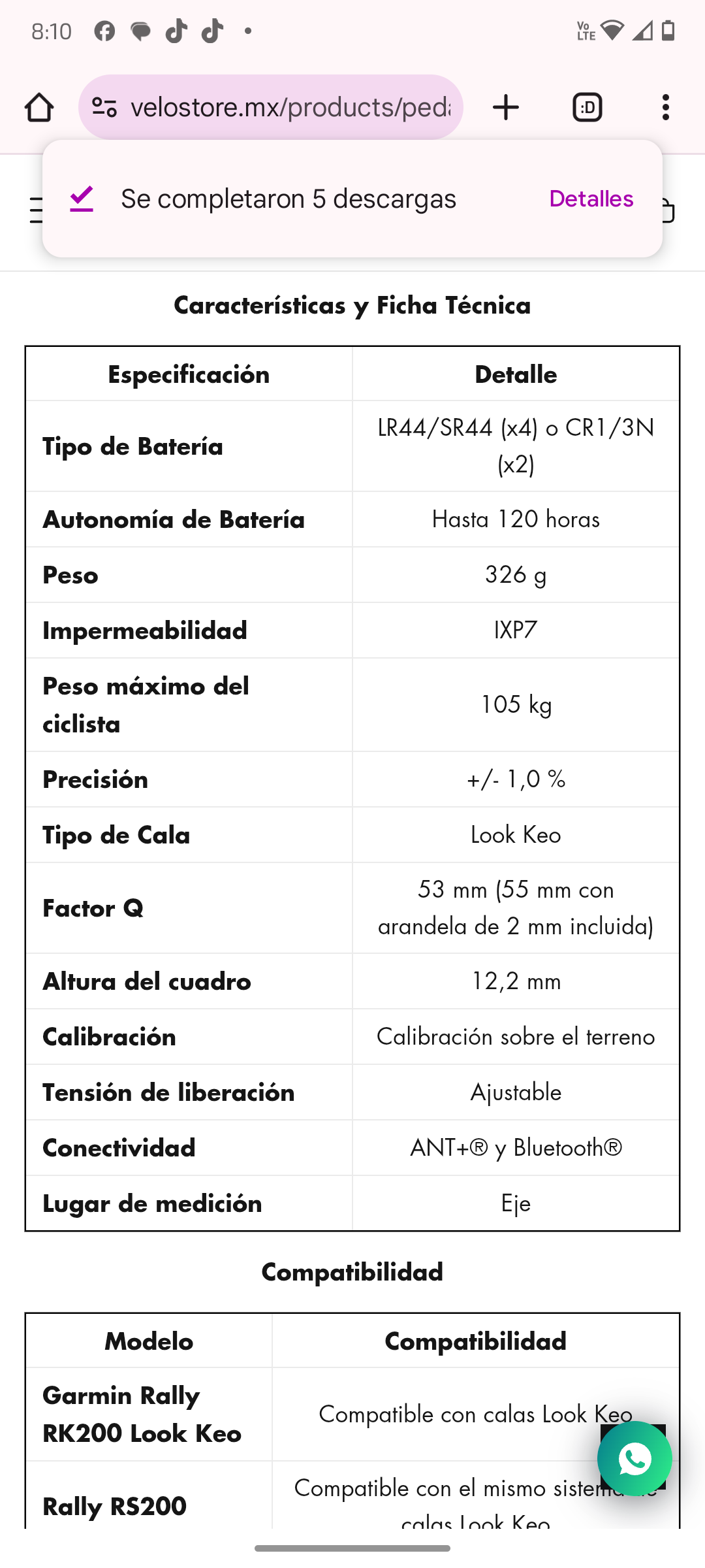 Pedales de grapa garmin con potenciómetro Rally PK200 look keo