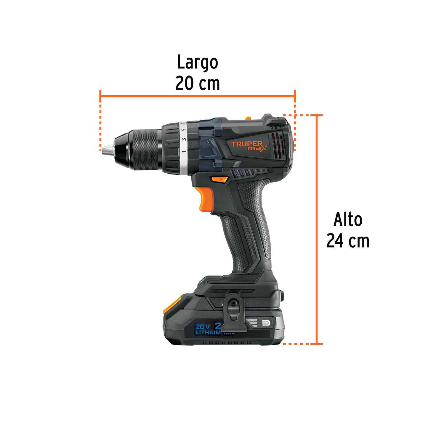 TRUPER Rotomartillo 1/2pulhadas  20V 2 baterías 2Ah MAX