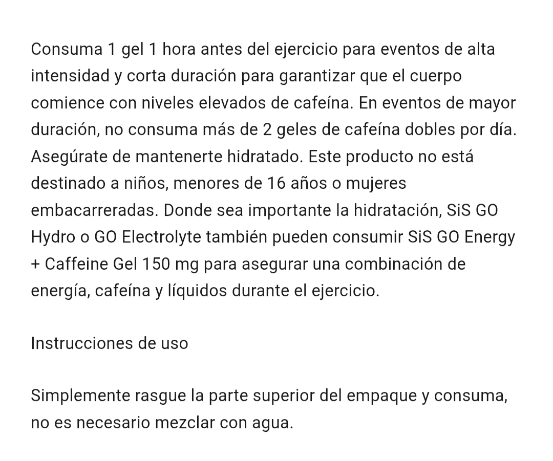 Gel SIS Go Energy + cafeína  sabor baya caja con 30pz de 60ml