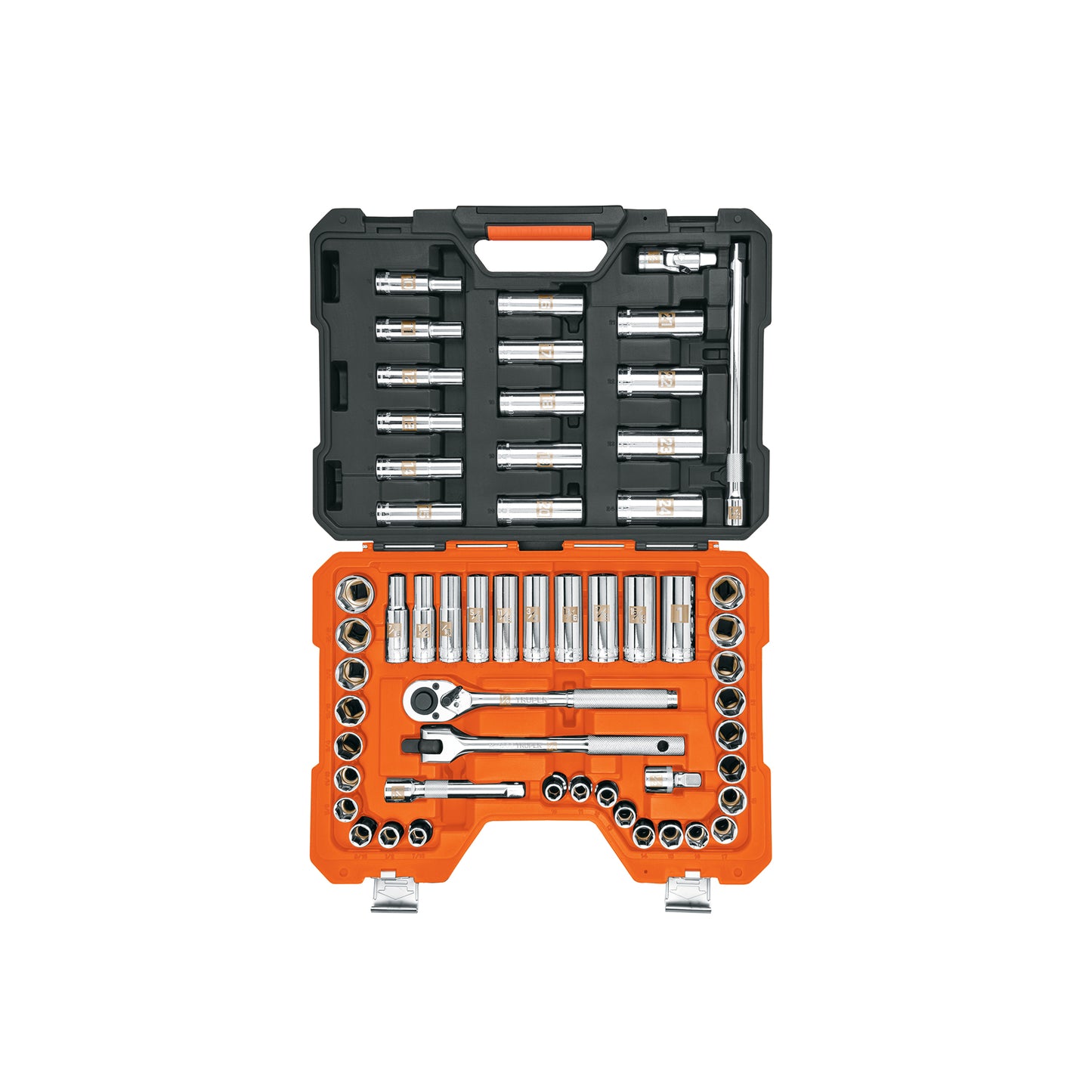 TRUPER Juego de 56 herramientas cuadro 1/2 pulgadas std y mm para mecánico
