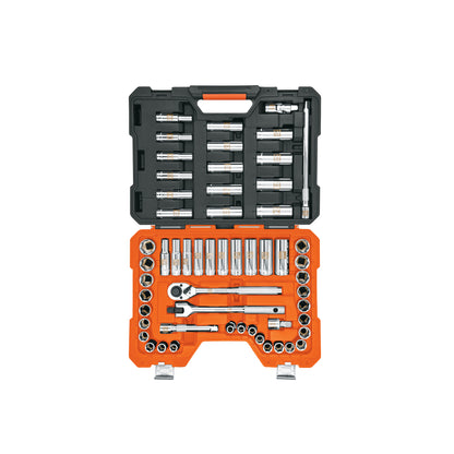 TRUPER Juego de 56 herramientas cuadro 1/2 pulgadas std y mm para mecánico