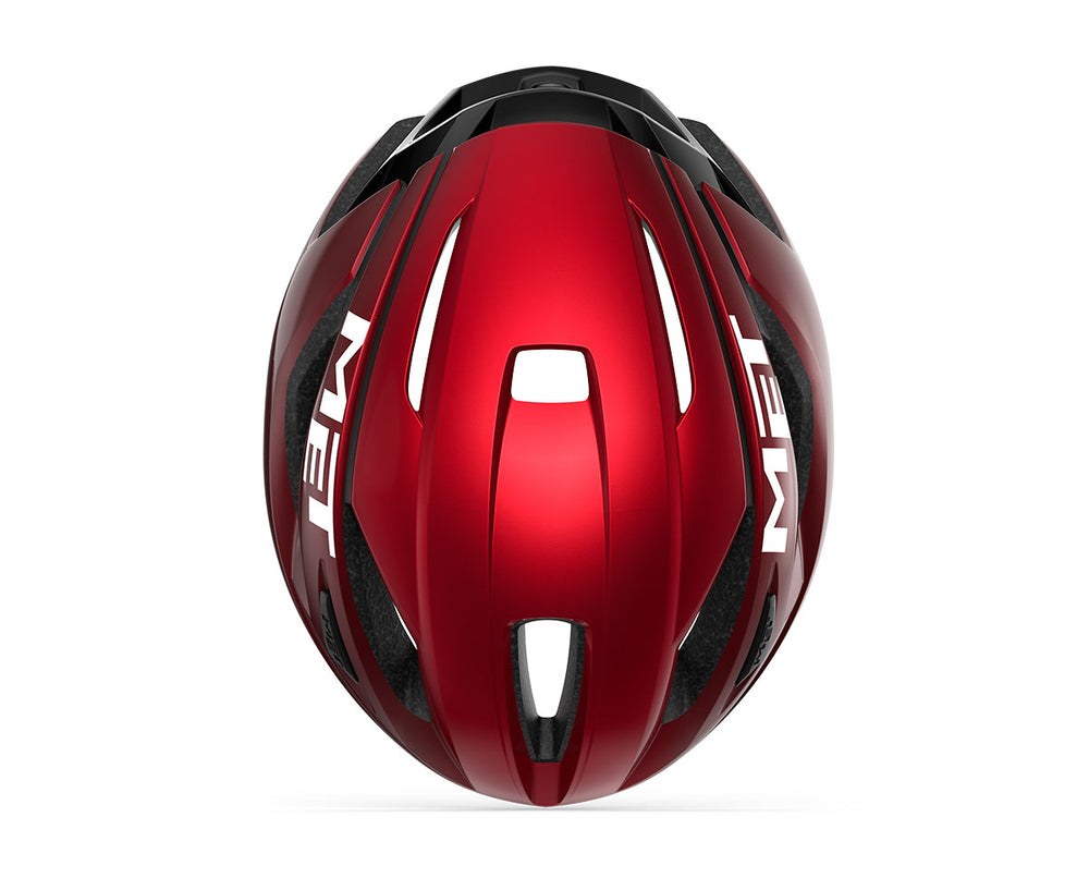 Casco MET strale rojo con negro