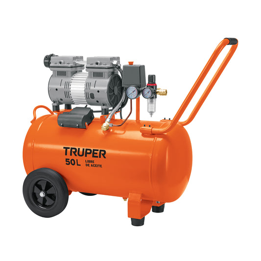 TRUPER Compresor de aire, silencioso libre de aceite, 50 L, 2 HP