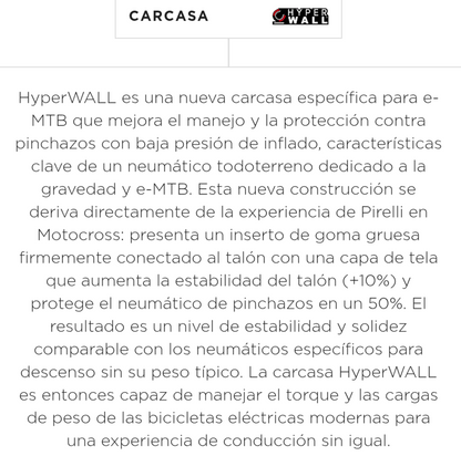 Llanta TR Pirelli scorpion E-MTB R hyperwall 29x2.60