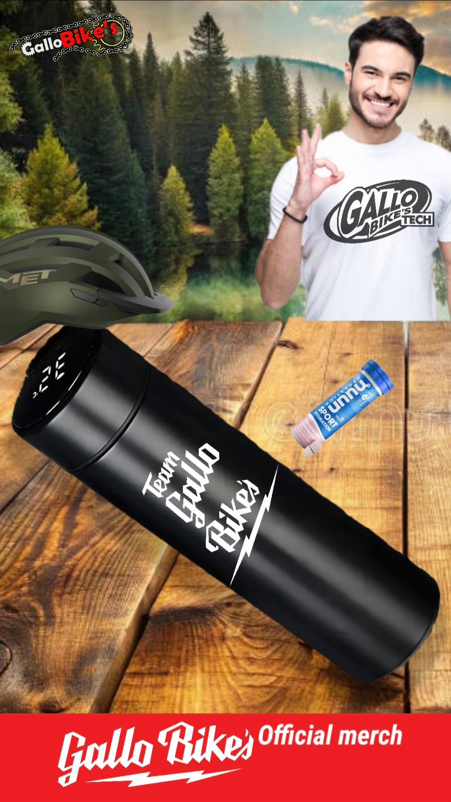 Termo de acero inoxidable merch Gallo Bike's / agua fría