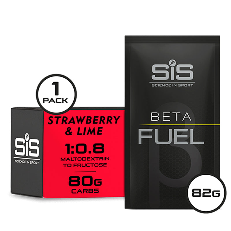 Polvo diluible en agua SIS Beta Fuel 80 sabor lima y fresa  caja de 15pz de 82gr
