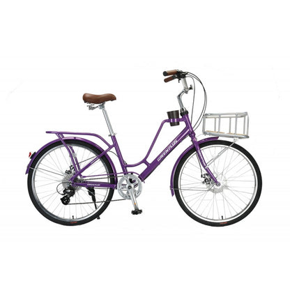 Bicicleta R26 para city 1x7v lady green plus morada