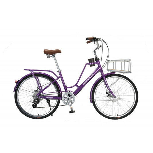 Bicicleta R26 para city 1x7v lady green plus morada