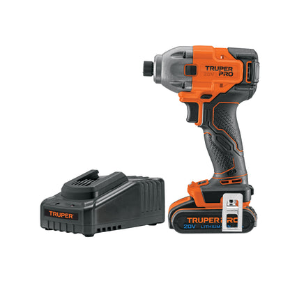 TRUPER Destornillador de impacto 1/4pulgadas 20V con 1 batería 2Ah PRO