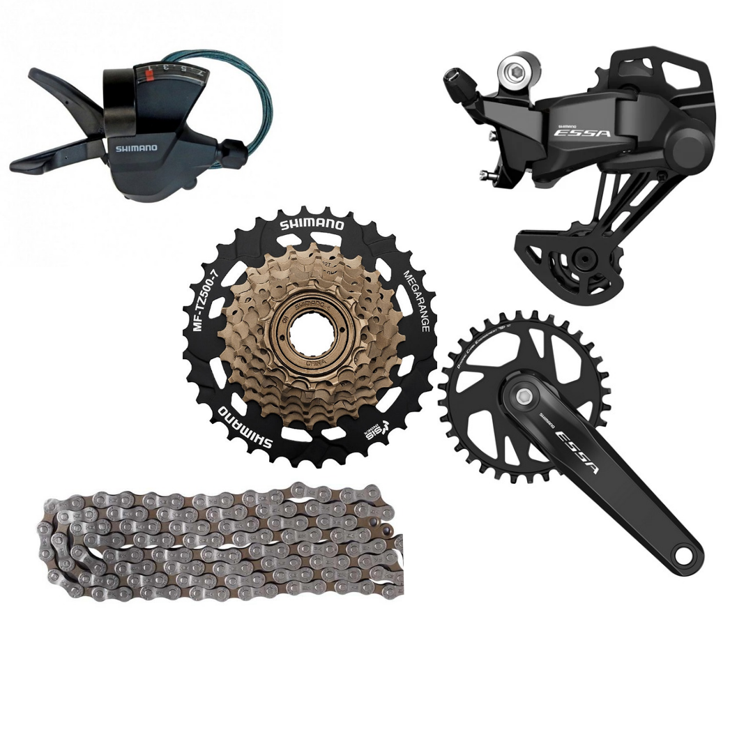 Transmisión 1x7 shimano Essa grupo armado  de cambios 32t x 14/34