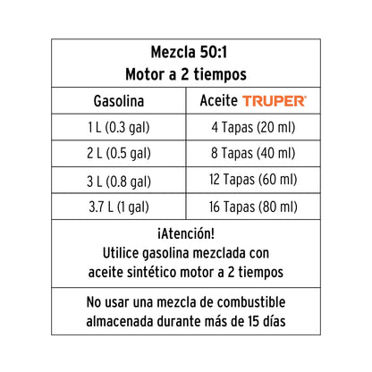 TRUPER Motosierra 38 cc a gasolina con barra de 18 pulgadas