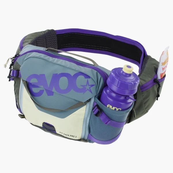 Cangurera EVOC Hip Pack Pro 3 + bolsa de hidratacion 1.5LT Violet – Dark olive